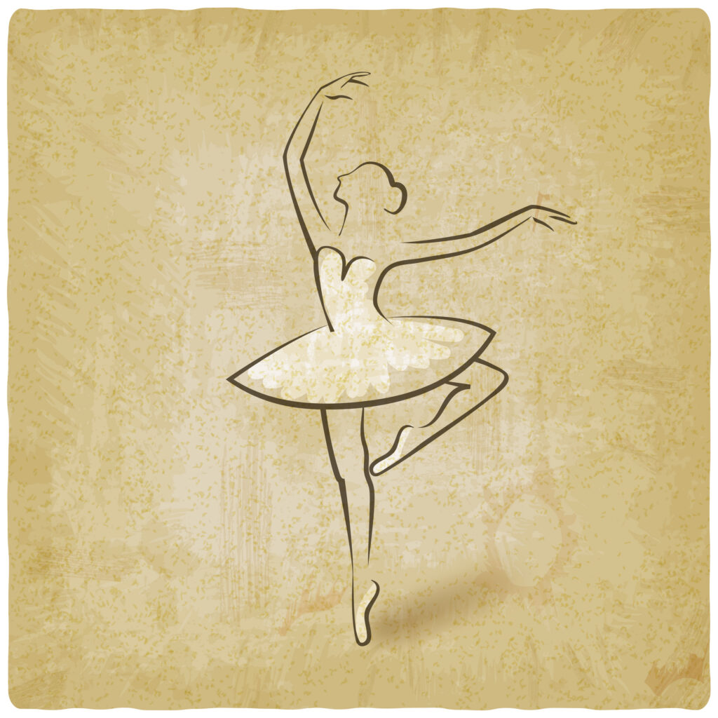 sketch-style vector of a ballerina dancing.