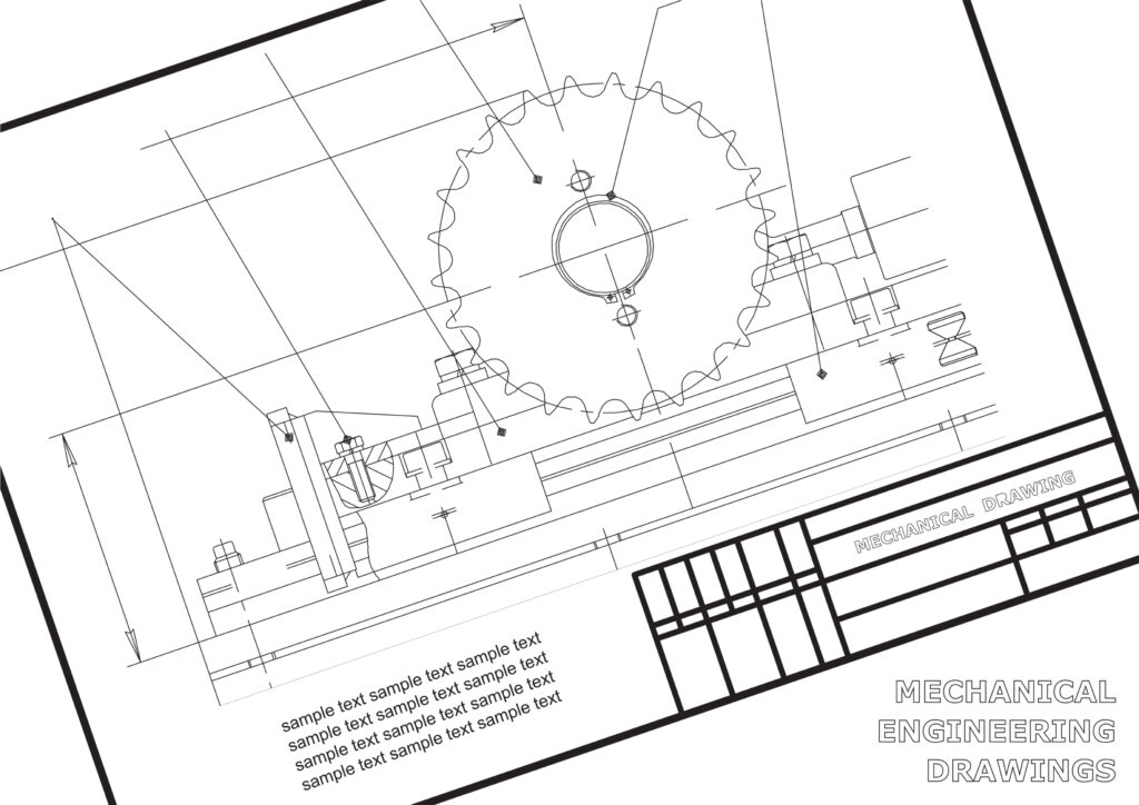 Mechanical drawings on a white background. Engineering illustration.