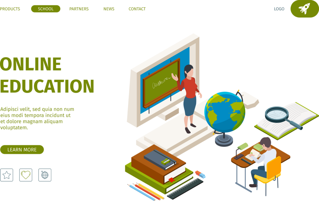 online education training, university study illustration