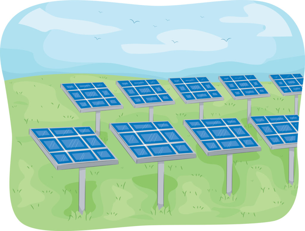 illustration of a field of solar panels