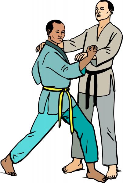 clipart of karate instructor correcting a student's form