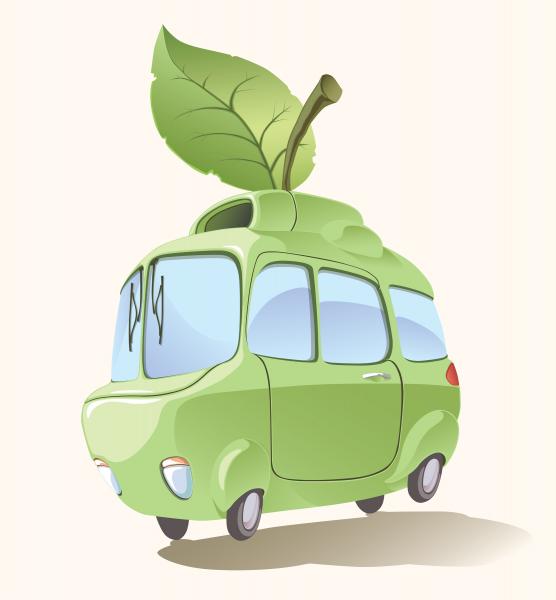 Ecologically clean and environmentally friendly retro-styled imaginary small car..