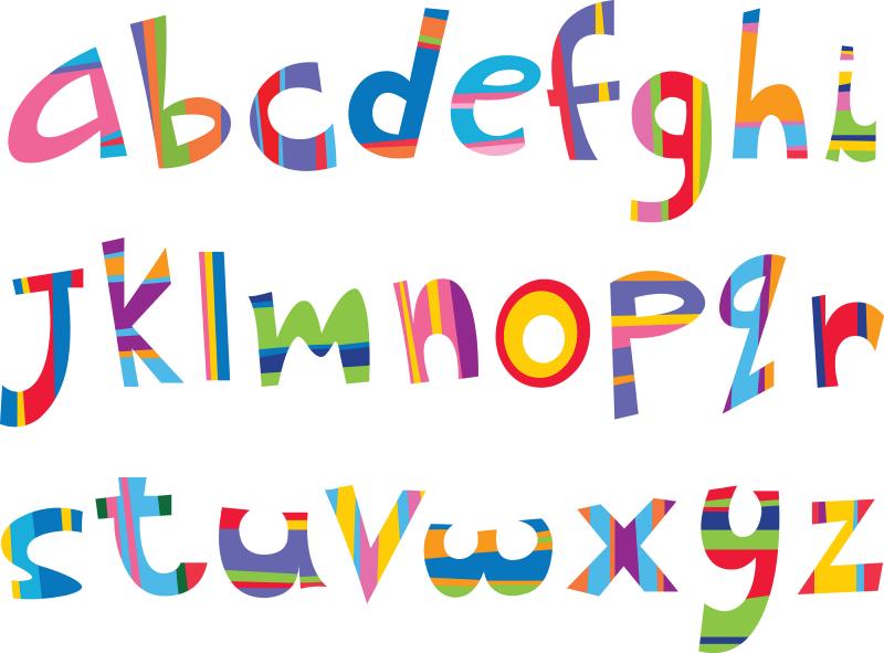 lowercase alphabet in colorful design
