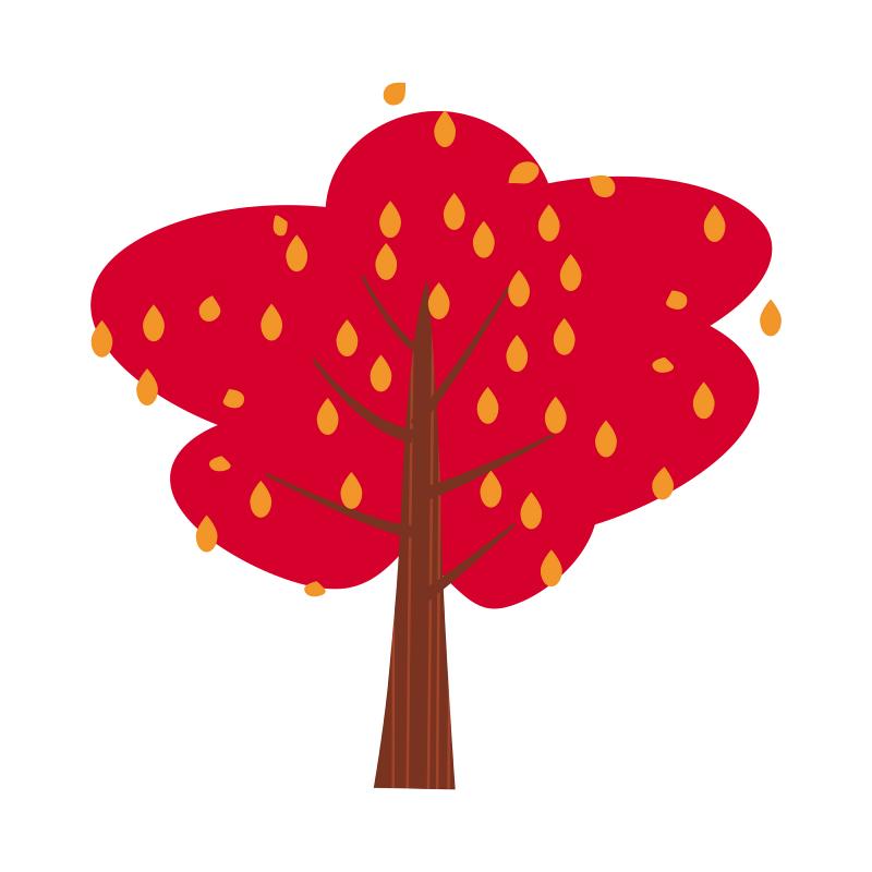 a vector icon of a tree with red and orange leaves