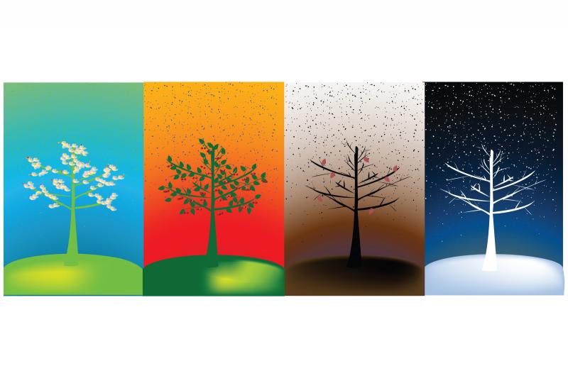 abstract concept drawing showing seasonal change