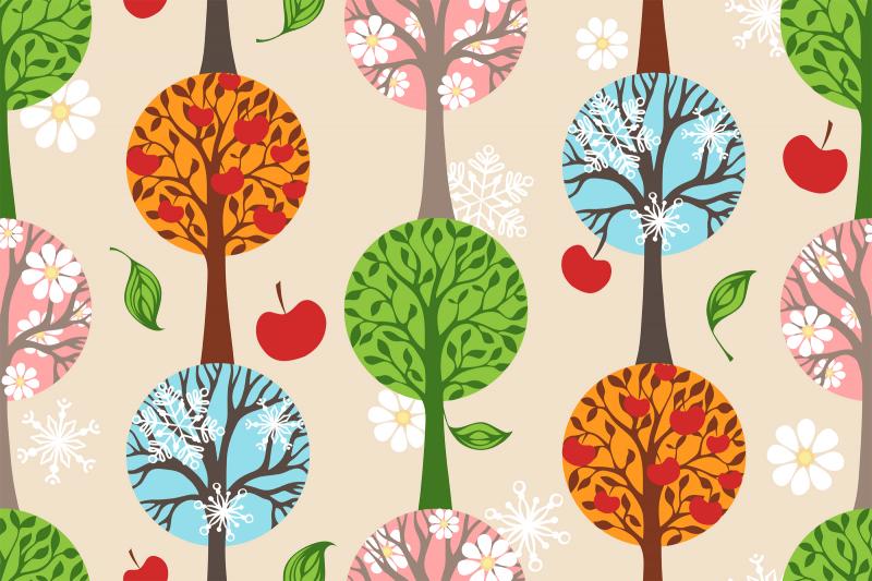 seamless banner of trees from different seasons 