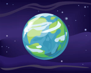 Planet Earth in space star background.