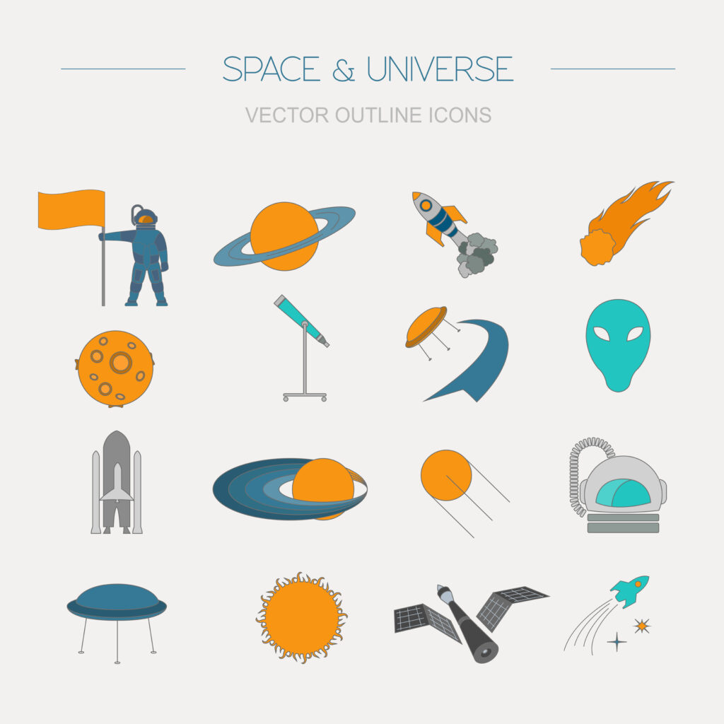 vector icons of space concepts