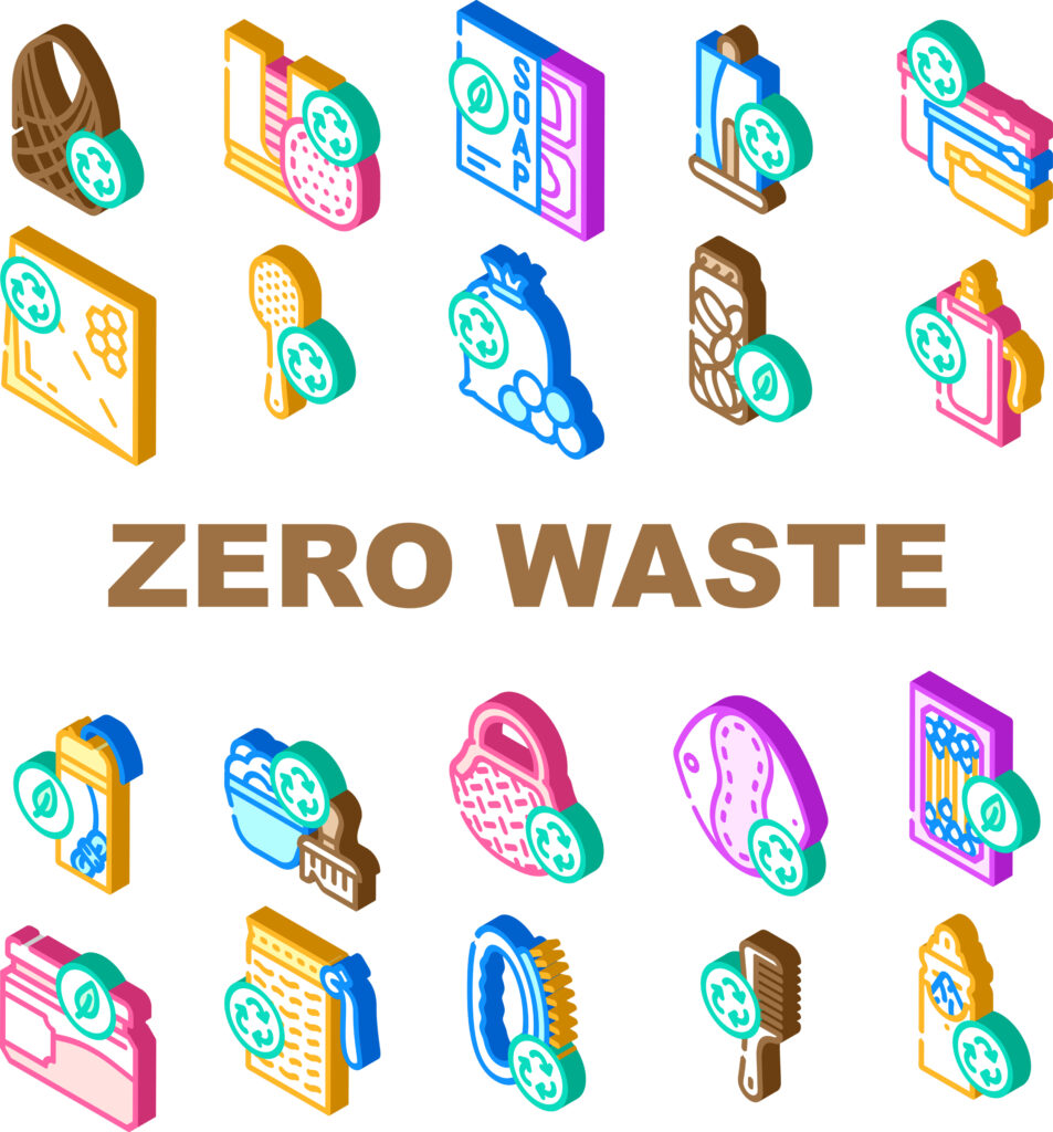 zero waste product icon set