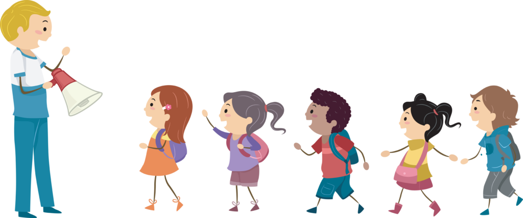 Illustration of Kids Following the Instructions of a Teacher During a School Drill