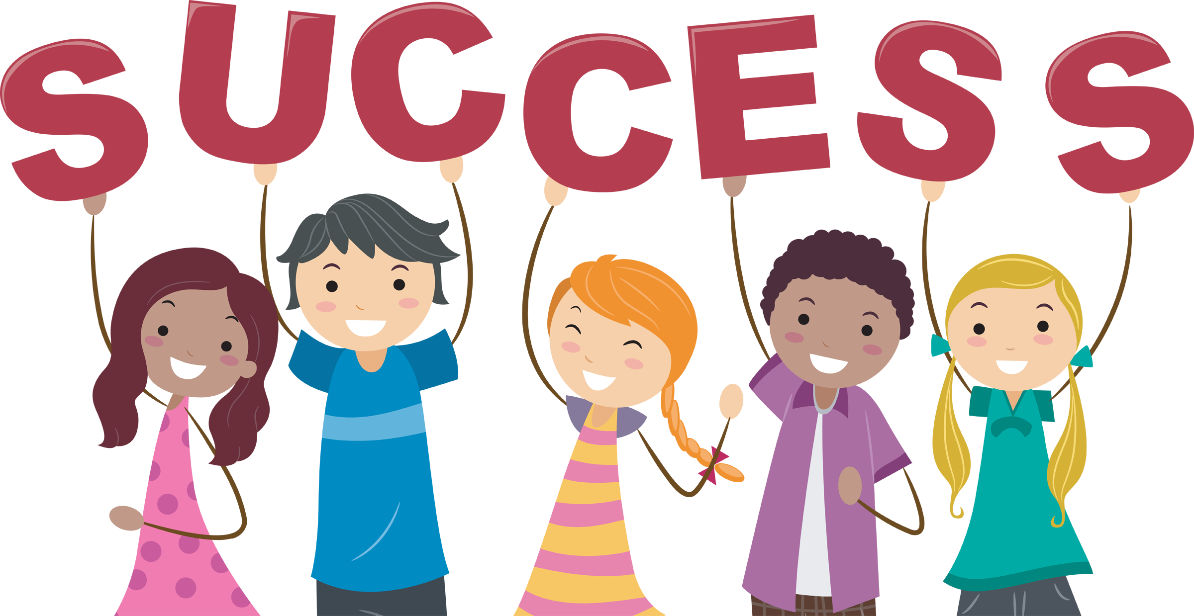 Illustration of Stickman Teens Girl and Guy Holding Up Success Lettering