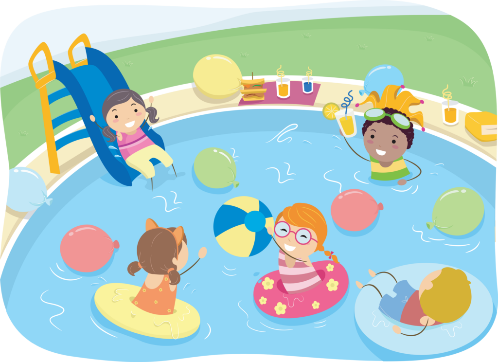 Illustration of Kids Swimming in an Indoor Swimming Pool