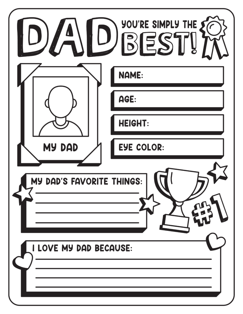 father's day activity and coloring sheet