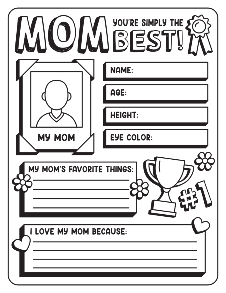 a mother's day activity  and coloring sheet 