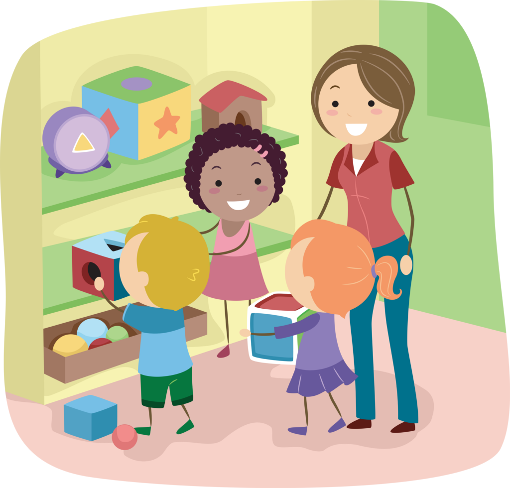 Illustration of Preschool Kids organizing their toys