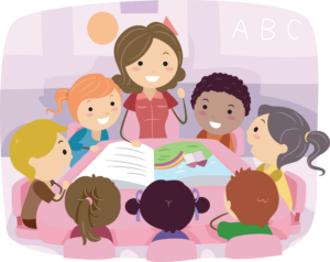 Illustration of Kids Listening to a Story