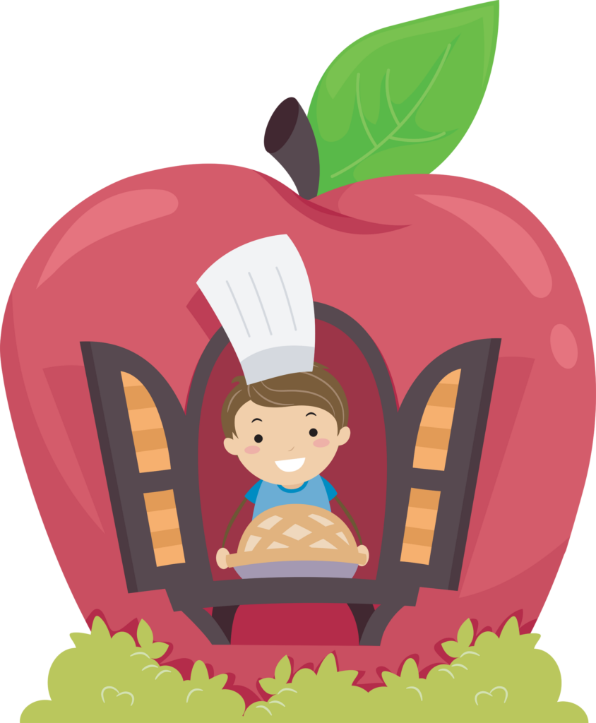 Stickman Illustration of a Little Boy Showing the Apple Pie He Baked