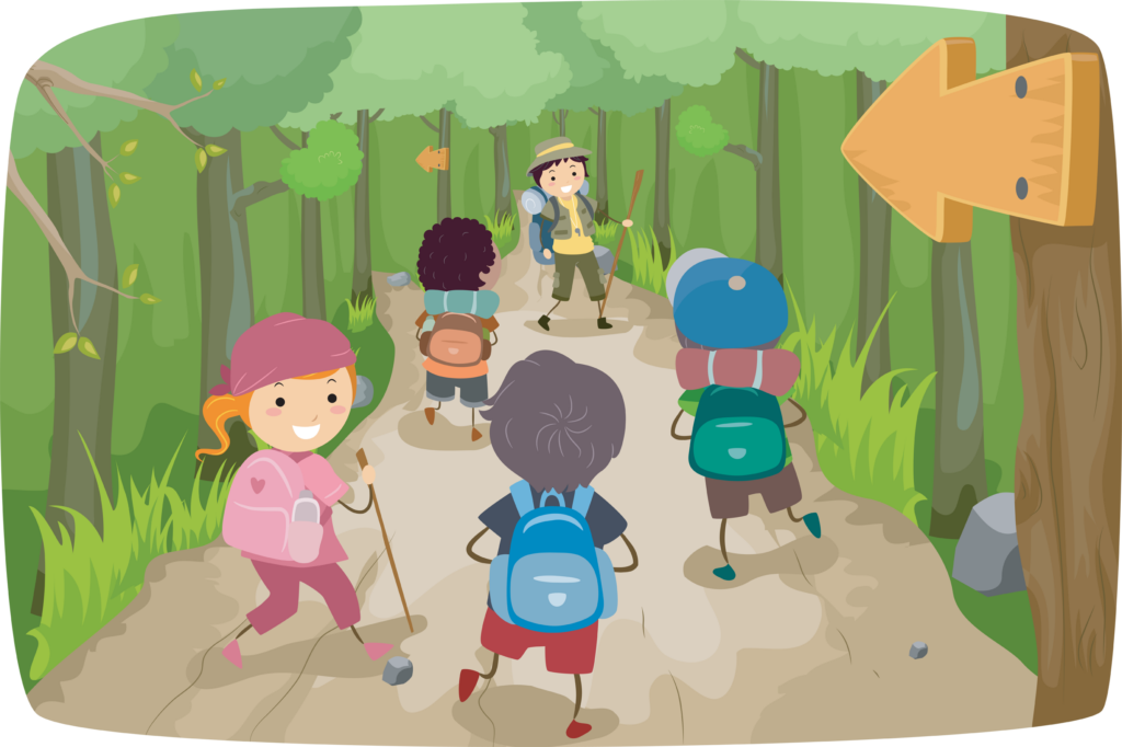 Illustration of Little Kids on a Hiking Trip