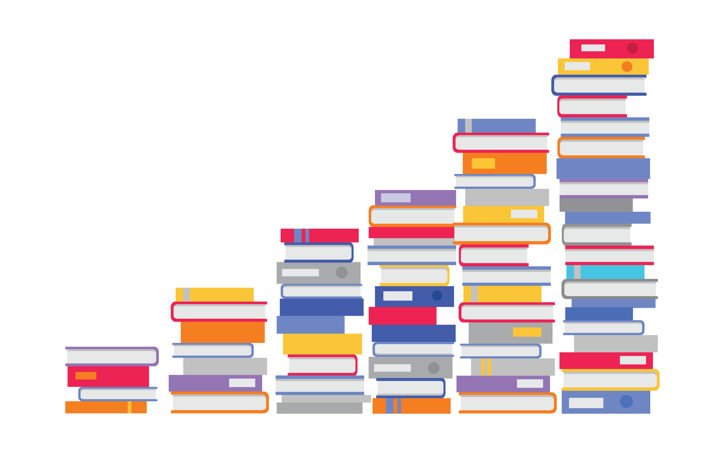 Stack of books in the form of stairs. Professional growth. Necessary to get knowledge constantly. Lifelong constant learning. Business education. Getting knowledge without rest. Vector illustration