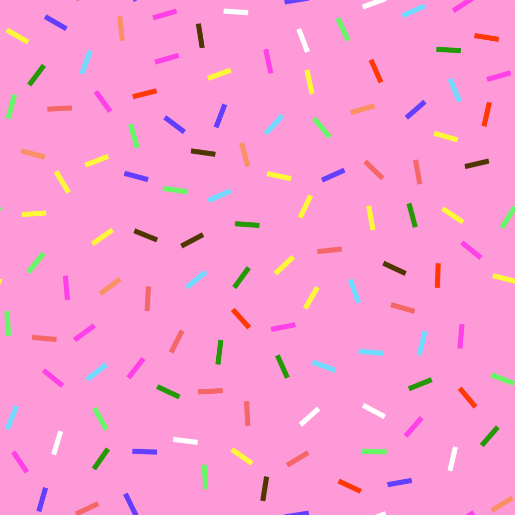 Sweet Donut Pink Texture. Glaze and Colored Sprinkles Seamless Pattern