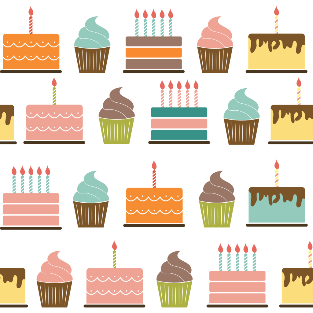 Birthday Cake Flat Seamless Pattern Background Vector Illustration