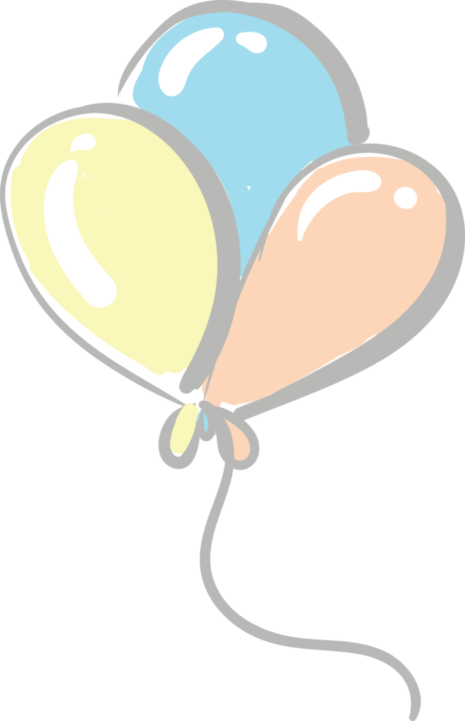 Three colorful balloons tied together vector or color illustration