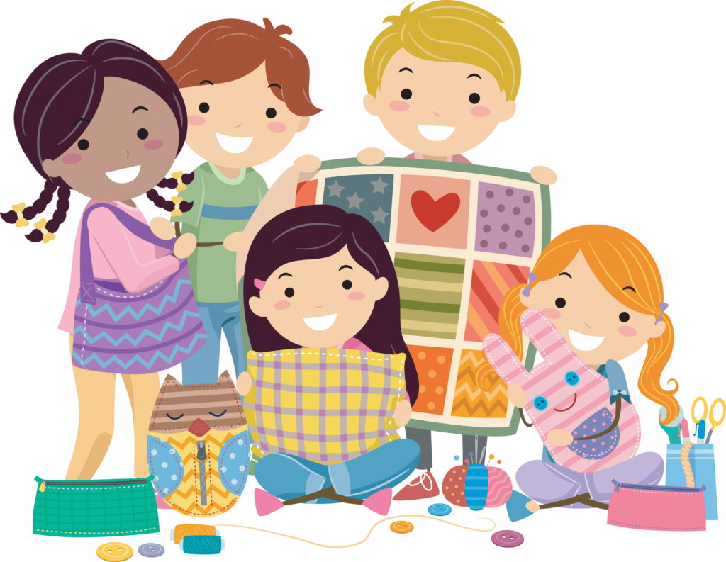Stickman Illustration of Kids Taking Sewing Lessons