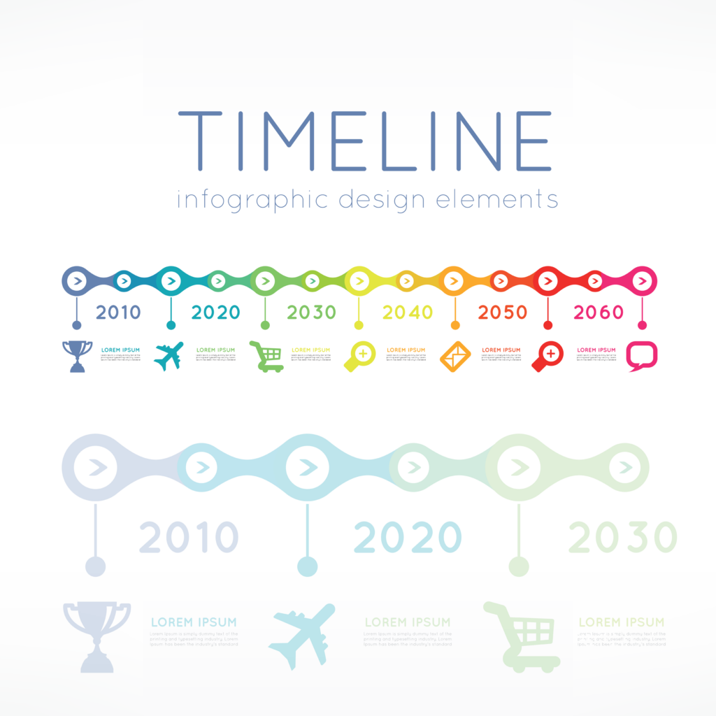 Timeline element vector infographic on light grey background